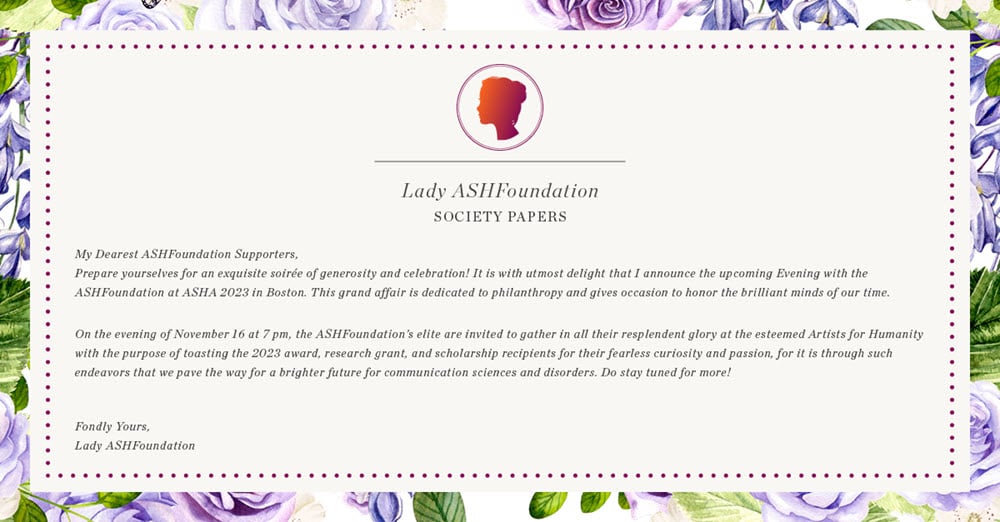 Lady ASHFoundation invitation